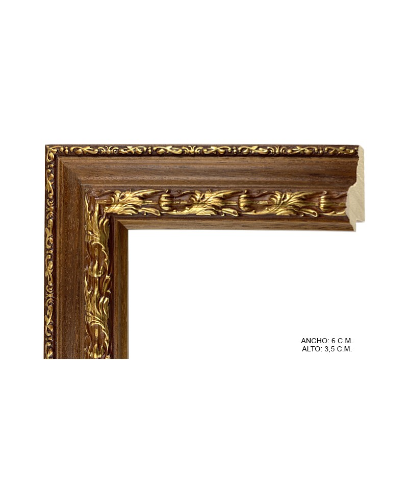 Marco a medida color nogal con relieves