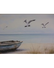 Cuadro barca en la arena