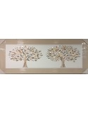 Obra de Arte Enmarcada: Dos Árboles con Hojas en Relieve Metálico, Estilo Contemporáneo