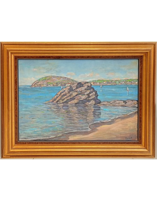 Marina de Pollensa – Óleo Original del Maestro Joaquín Tudela y Perales (117 x 88 cm)