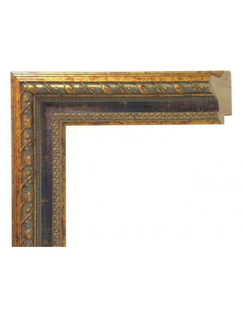 Marco a medida Personalizado | Dorado y Azul Grabado - Ancho 5,5 cm