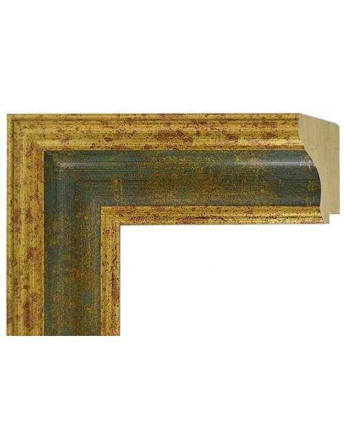 Marco a Medida de Madera Acabado Oro y Verde Envejecido – 7.1 cm