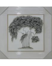 cuadro arbol decorado en plata