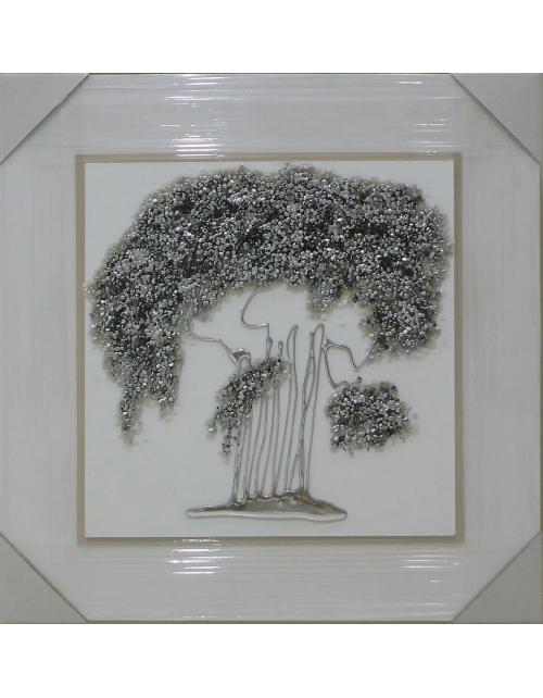 cuadro arbol decorado en plata
