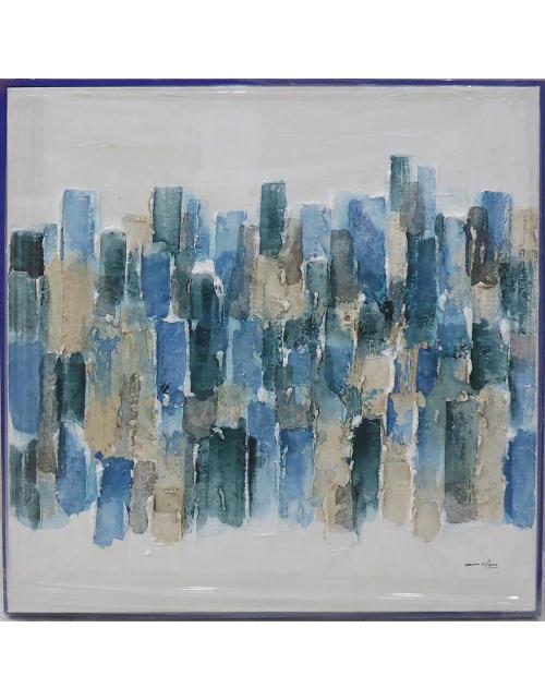 Cuadro abstracto pintado en aclilico de color azul