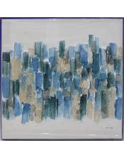 Cuadro abstracto pintado en aclilico de color azul