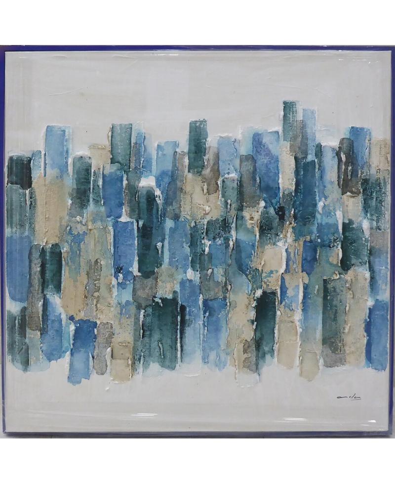 Cuadro abstracto pintado en aclilico de color azul