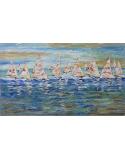Marina Impresionista "Regata al Atardecer" – Óleo de Gran Formato (170 x 100 cm)
