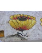 cuadro pintado al oleo,tema flores