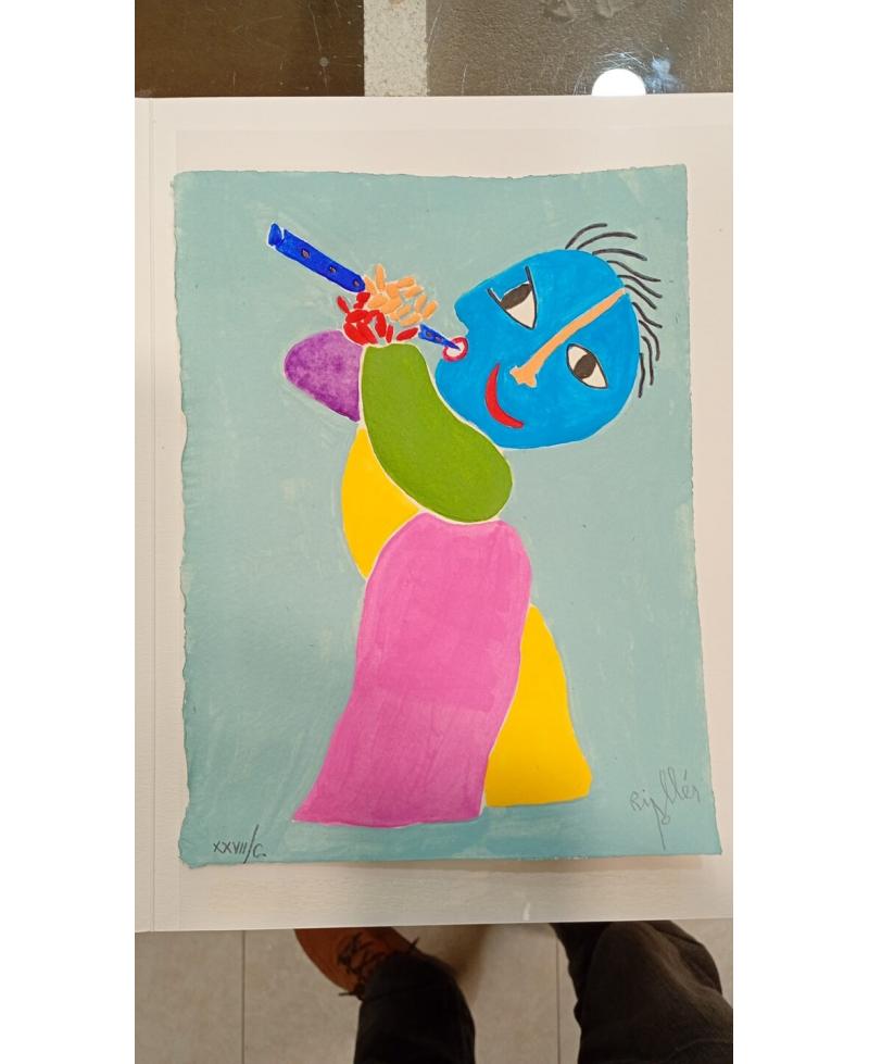 Grabado Flautista de Juan Ripollés