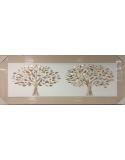 Obra de Arte Enmarcada: Dos Árboles con Hojas en Relieve Metálico, Estilo Contemporáneo