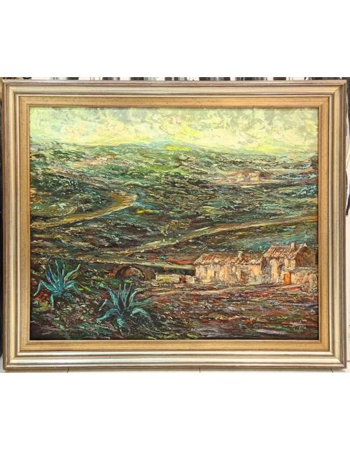 "Paisaje Mediterráneo" – Óleo Original Texturizado de Miguel Martí Ferré (117 x 98 cm)