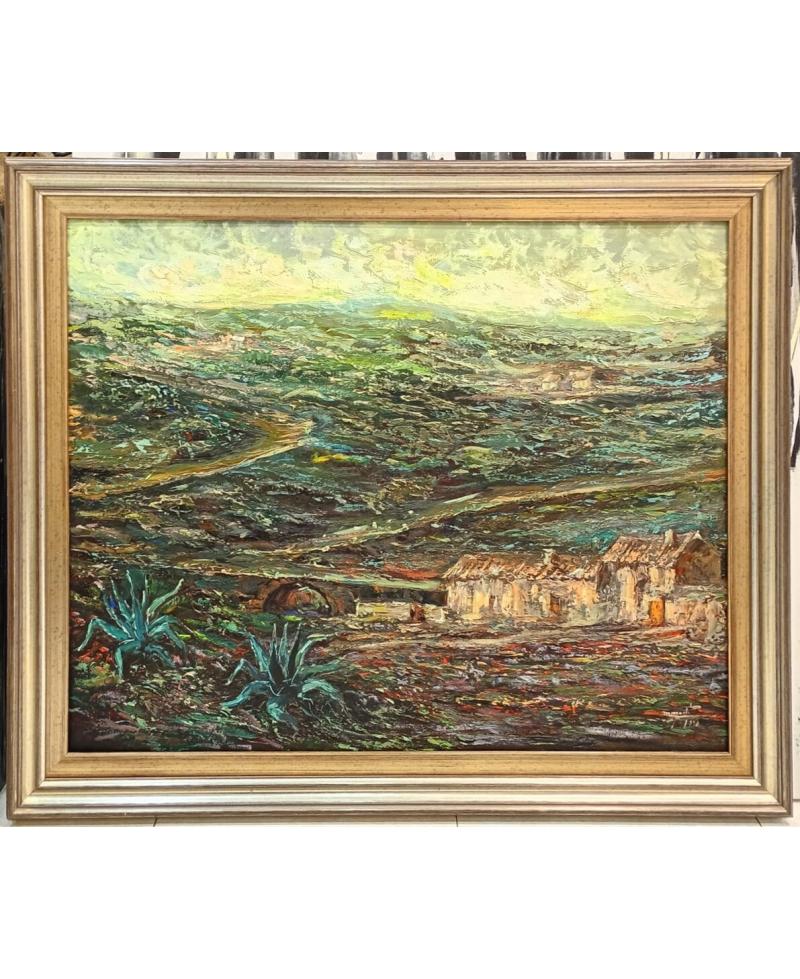 Cuadro paisaje en verde de Miguel Martí Ferré (Bañeres, 