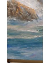 Cuadro pintado al oleo de tema marina