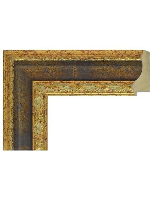 Marco a medida de color azul y dorado grabada