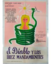 Cartel de cine antiguo. el Diablo y los diez mandamientos