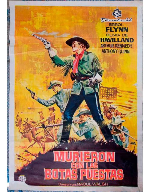 Cartel de cine original. Murieron con las botas Puestas