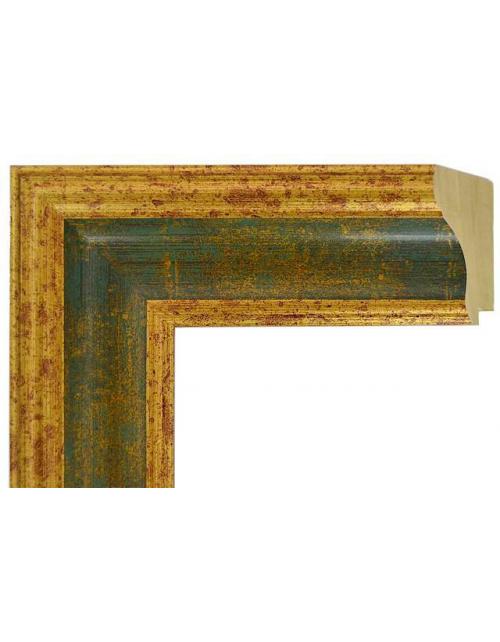 Marco a Medida de Madera Acabado Oro y Verde Envejecido – 7.1 cm