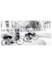 Lámina fotográfica de bicicletas en un entorno urbano