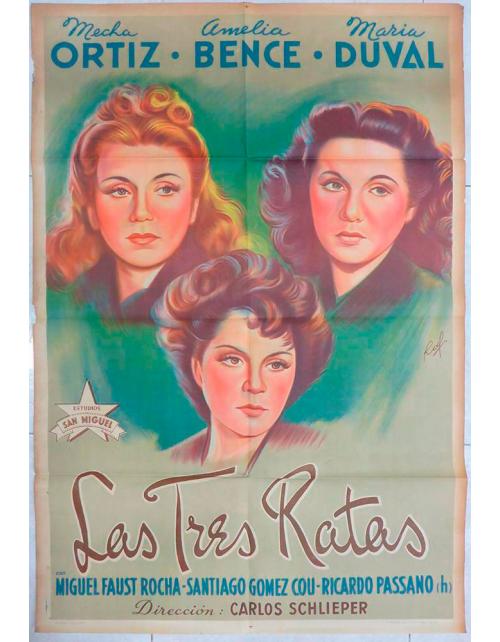 Cartel Original de Cine "Las Tres Ratas" (1946) - Joya Cinematográfica Argentina