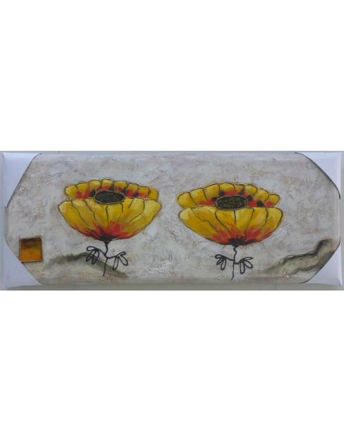 cuadro pintado al oleo,tema flores