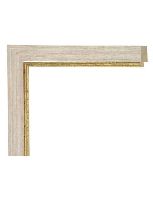 Marco de Madera Sierra - Blanco Cottage y Oro (3,4 x 1,4 cm)
