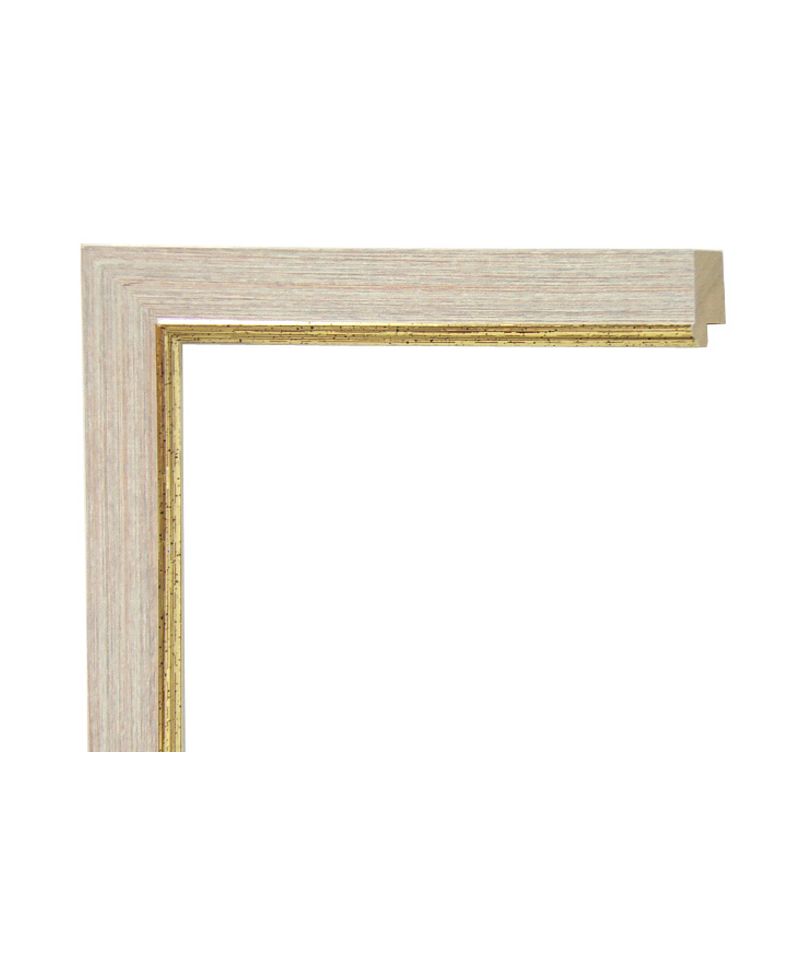 Marco de Madera Sierra - Blanco Cottage y Oro (3,4 x 1,4 cm)