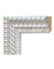 Marco de Madera Ornato Cordón - Plata y Blanco Decapado (8 x 3,7 cm)