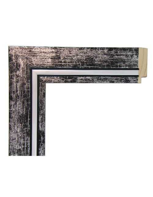 Marco de Madera Plata Negra - Efecto Craquelado y Filo Plata (6 x 1,5 cm)