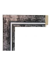 Marco de Madera Plata Negra - Efecto Craquelado y Filo Plata (6 x 1,5 cm)