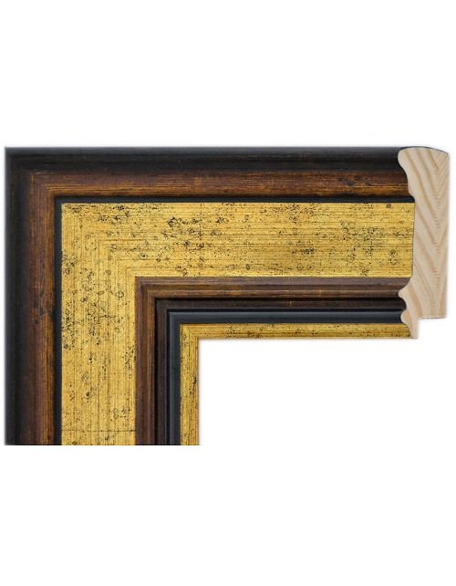 Marco a medida de Madera Gran Formato - Nogal y Oro Viejo (9,6 x 3 cm)