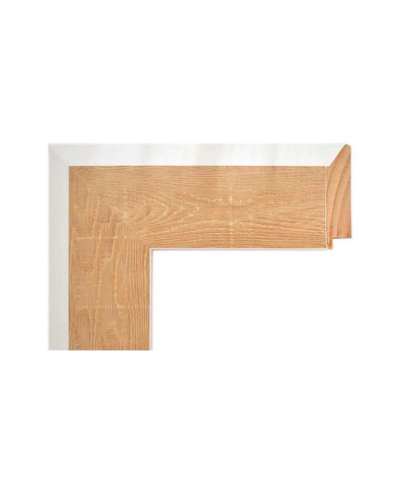 Moldura de madera natural y blanco para marco a medida de 7,1 cm