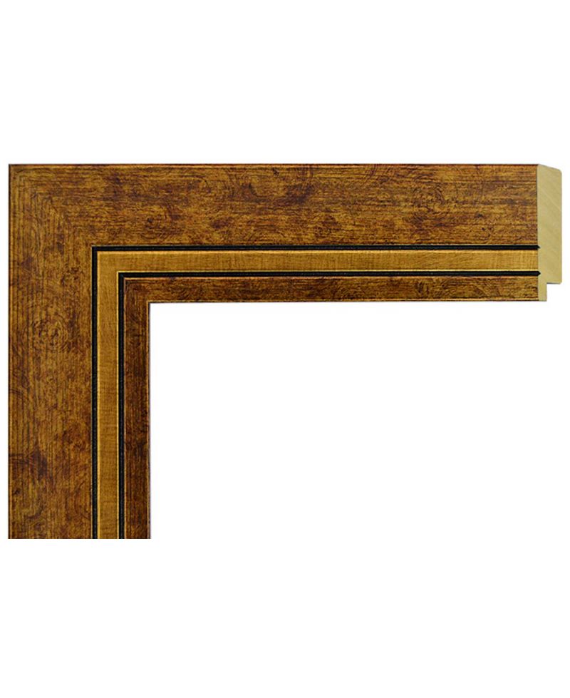 Marco a medida Madera Oro Viejo - Efecto Craquelado y Filo Dorado (6 x 1,5 cm)