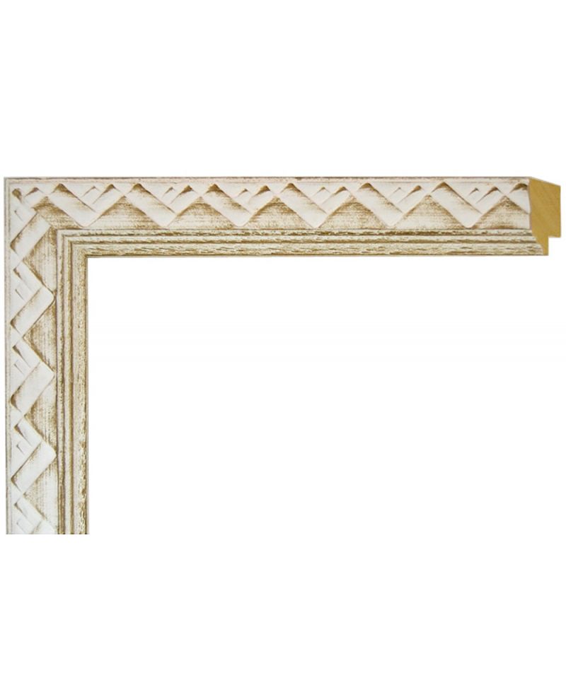 Moldura geométrica blanca decapada para marco a medida de 3 cm