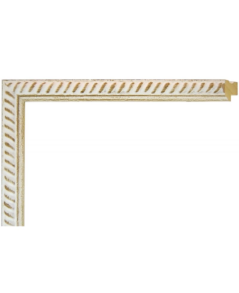 Marco a Medida Blanco y Dorado Estriado - Moldura 2x2 cm