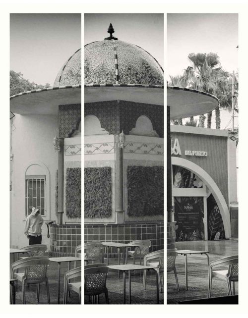 Tríptico Fotográfico Quiosco Modernista en Blanco y Negro - 34x42 cm