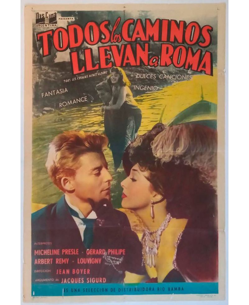 Cartel de Cine Original Todos los Caminos Llevan a Roma (1949)