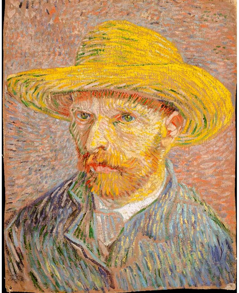 Lámina Artística de Alta Calidad Autorretrato con Sombrero de Paja (Vincent van Gogh)