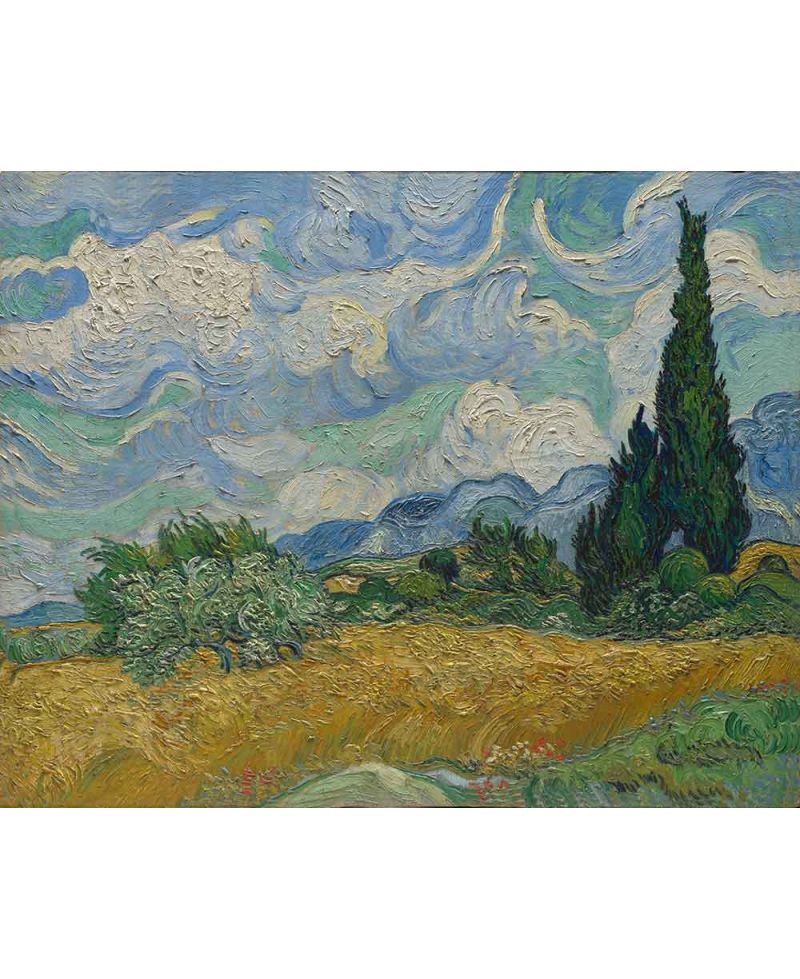 Lámina Artística de Alta Calidad Campo de Trigo con Cipreses (Vincent van Gogh)