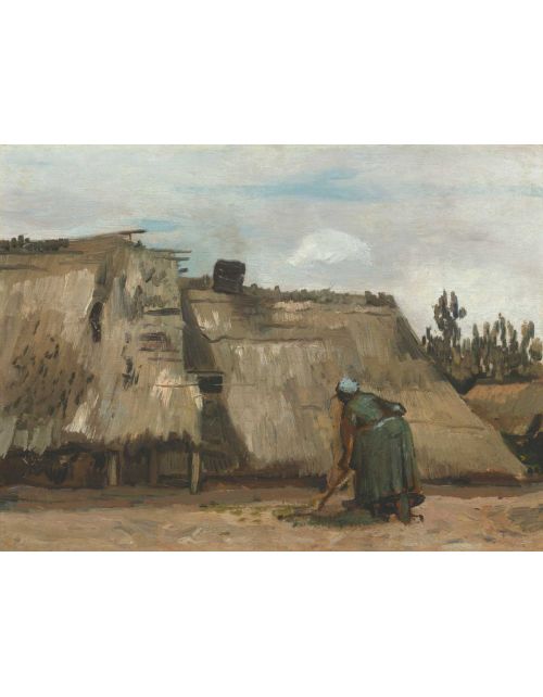 Lámina Artística de Alta Calidad Campesina Cavando ante su Choza (Vincent van Gogh)