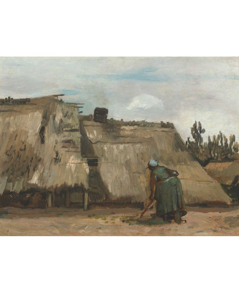 Lámina Artística de Alta Calidad Campesina Cavando ante su Choza (Vincent van Gogh)