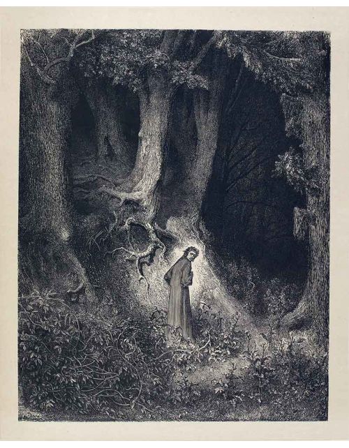 Lámina Artística de Alta Calidad Dante en la Selva Oscura - Infierno Canto 01 (Gustave Doré)