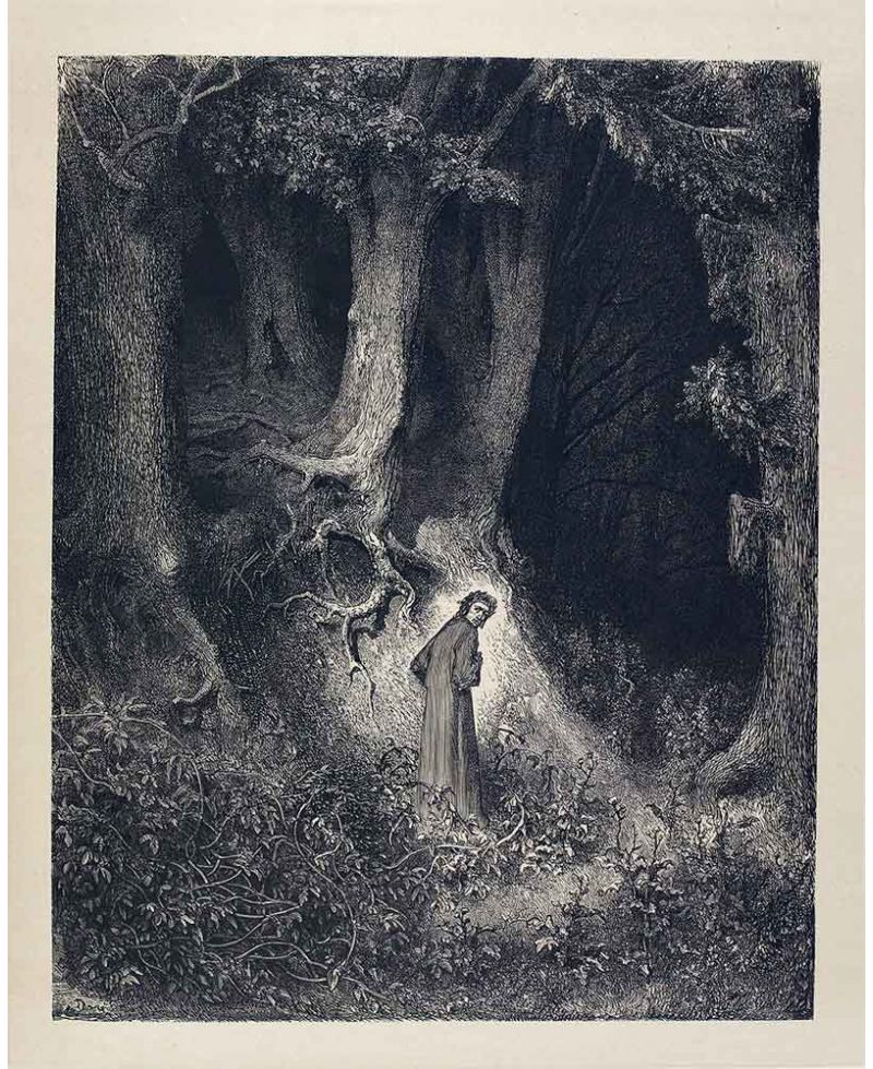 Lámina Artística de Alta Calidad Dante en la Selva Oscura - Infierno Canto 01 (Gustave Doré)