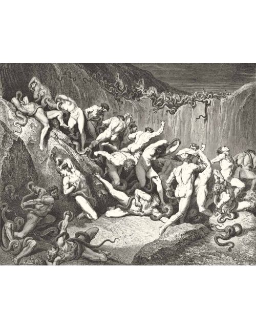 Lámina Artística de Alta Calidad El Castigo de los Ladrones - Infierno Canto 24 (Gustave Doré)