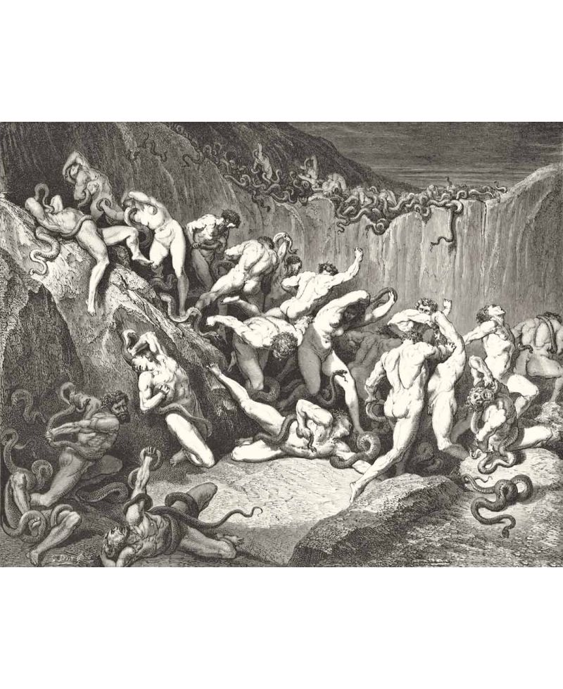 Lámina Artística de Alta Calidad El Castigo de los Ladrones - Infierno Canto 24 (Gustave Doré)