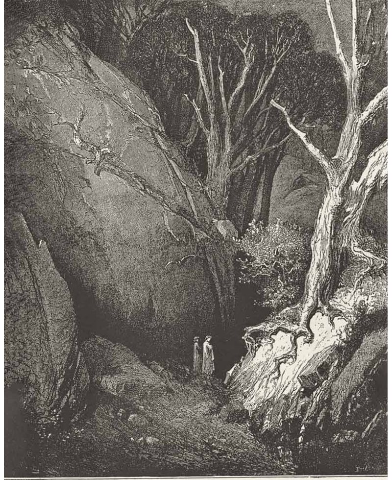 Lámina Artística de Alta Calidad Dante Sigue a Virgilio - Infierno Canto 01 (Gustave Doré)
