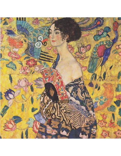 Lámina Artística de Alta Calidad Dama con Abanico (Gustav Klimt)