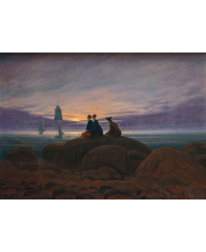 Lámina Artística de Alta Calidad Salida de la Luna sobre el Mar (Caspar David Friedrich)