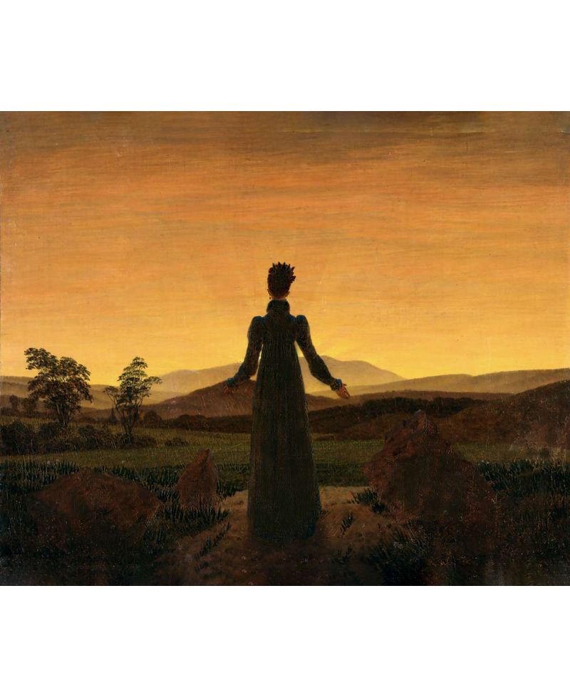 Lámina Artística de Alta Calidad Mujer ante el Sol Poniente (Caspar David Friedrich)