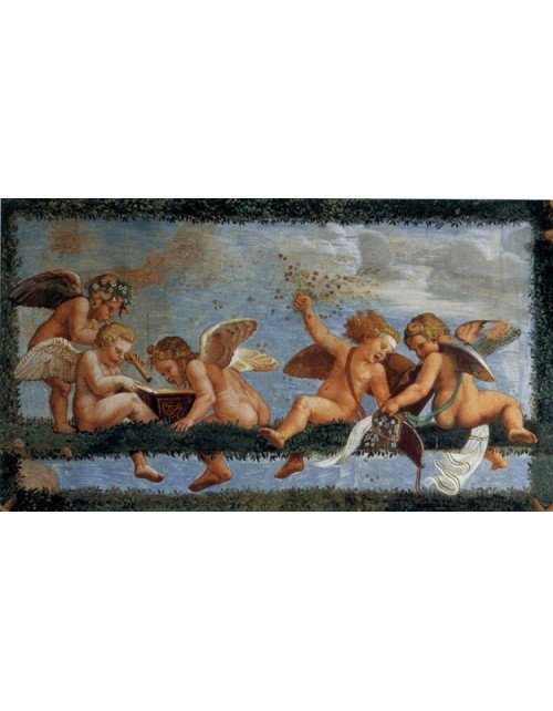 The Rustic Banquet, Detail of Putti Making Music, from the Sala Di Amore E Psiche, 1528